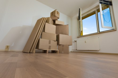 Careful loading of furniture and boxes into a removal van