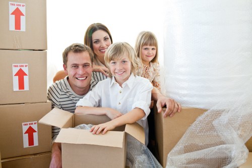 Packed boxes and furniture ready for local moving service