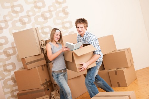 Careful loading of office equipment during a commercial relocation